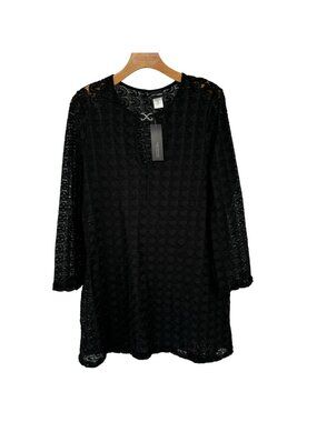 Cover Me Womens Black Lace Tunic Size 1X plus cover up Canada swim new